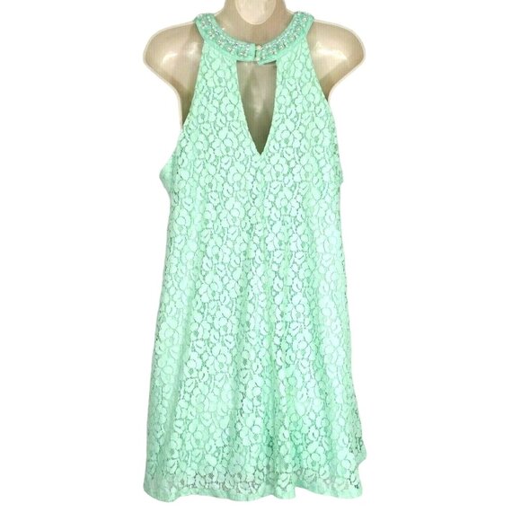 Altard State Shift Dress Lace Overlay Beaded Women Size L Green Wedding Party - Picture 4 of 9
